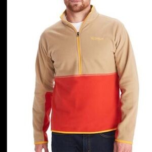 Marmot Men's Zip-Up Sweater in Red and Tan